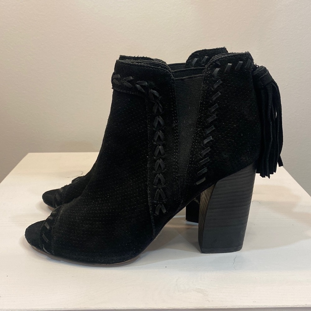 Marc Fisher Suede Peep Toe Chunky Heel Ankle Boot